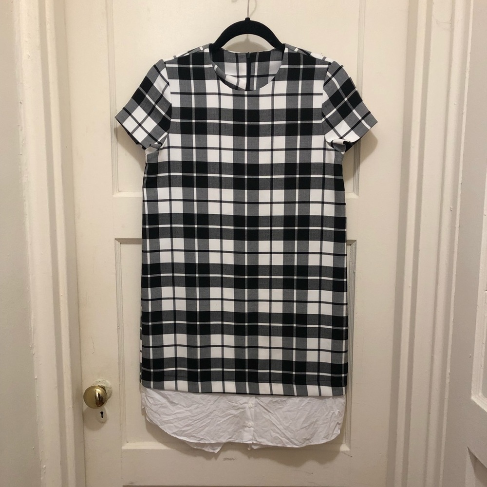 Zara black/white plaid shirt dress